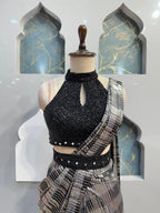 "NOIR RHYTHM DRAPE SAREE" image 1