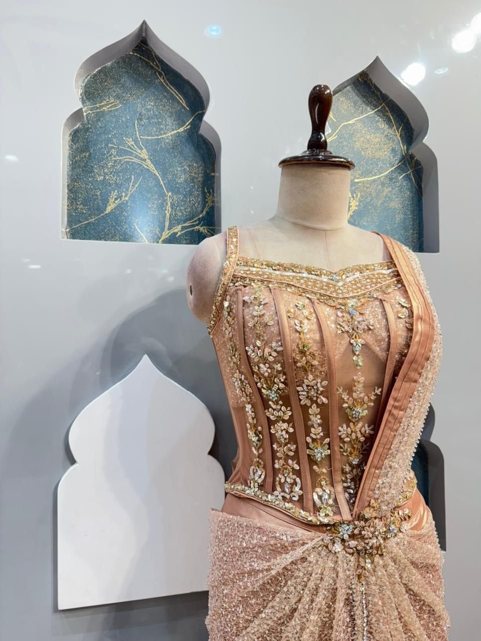 "BLUSH PEACH LUXE DRAPE SAREE" image 2