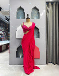 "FUCHSIA GLAMOUR DRAPE SAREE" image 0