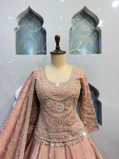"BLUSH ROYALE EMBROIDERED LEHENGA" image 1