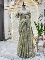 "SAGE ROYALE EMBROIDERED SAREE" image 3