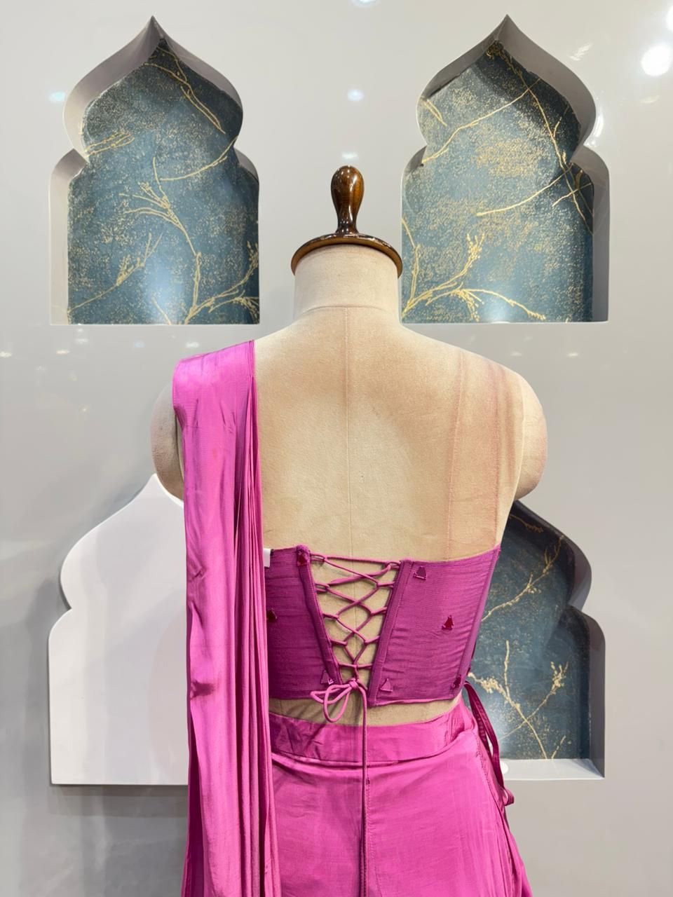 "FUCHSIA GLAM DRAPE SAREE" image 4