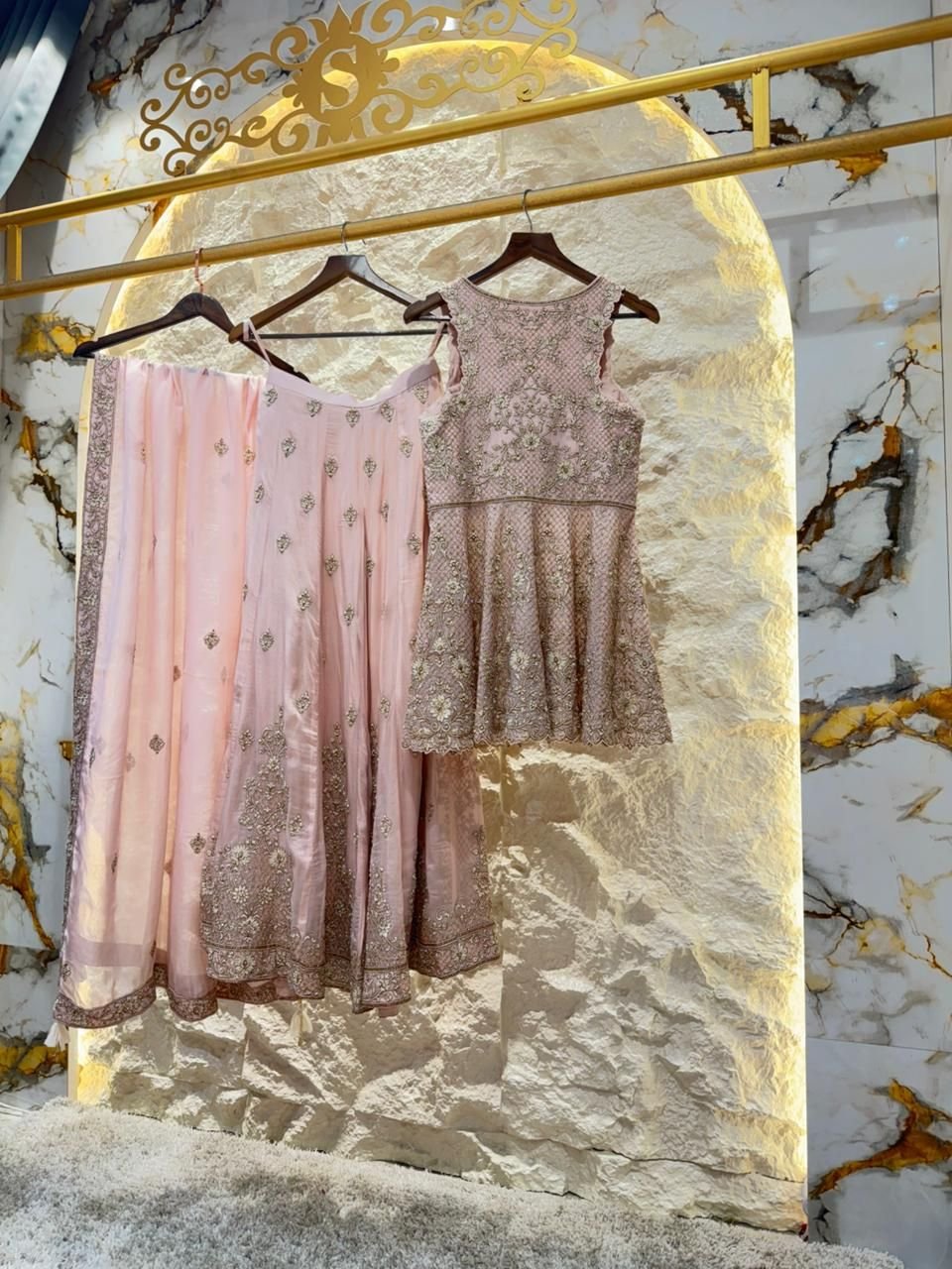 " BLUSH PINK EMBROIDERED SHARARA GARARA SUIT" image 3