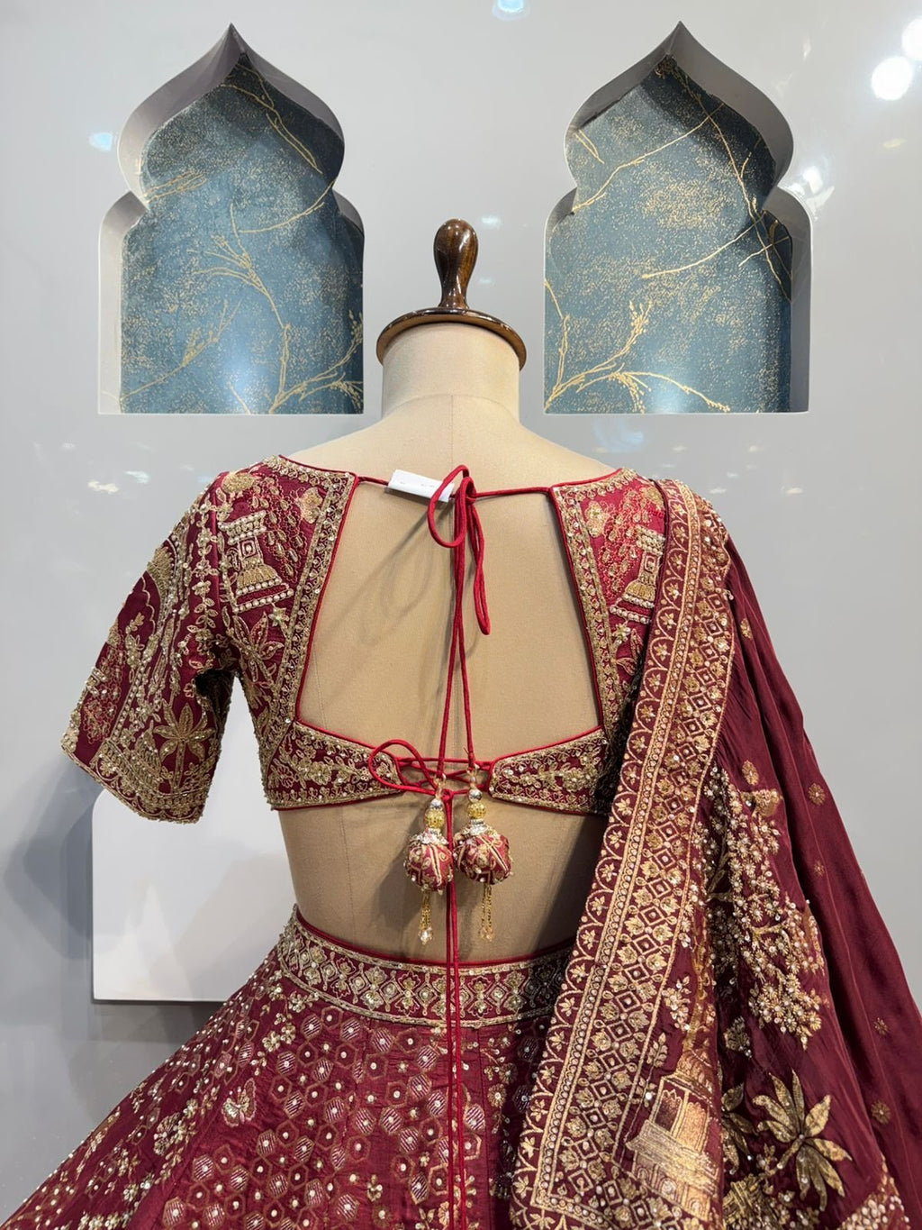 "ROYAL MAROON HERITAGE BRIDAL LEHENGA" image 4