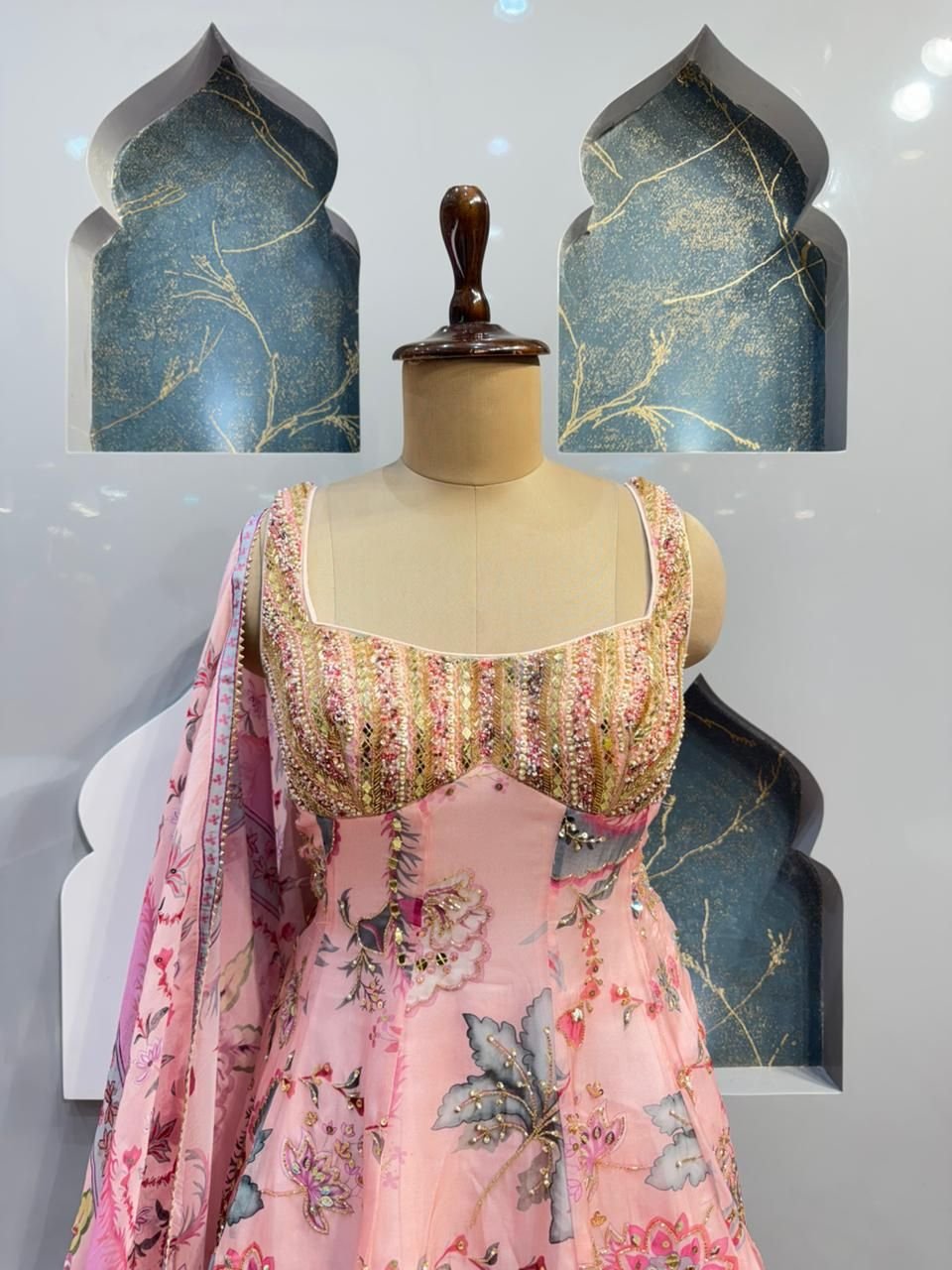 "BLUSH PINK FLORAL INDO-WESTERN" image 1