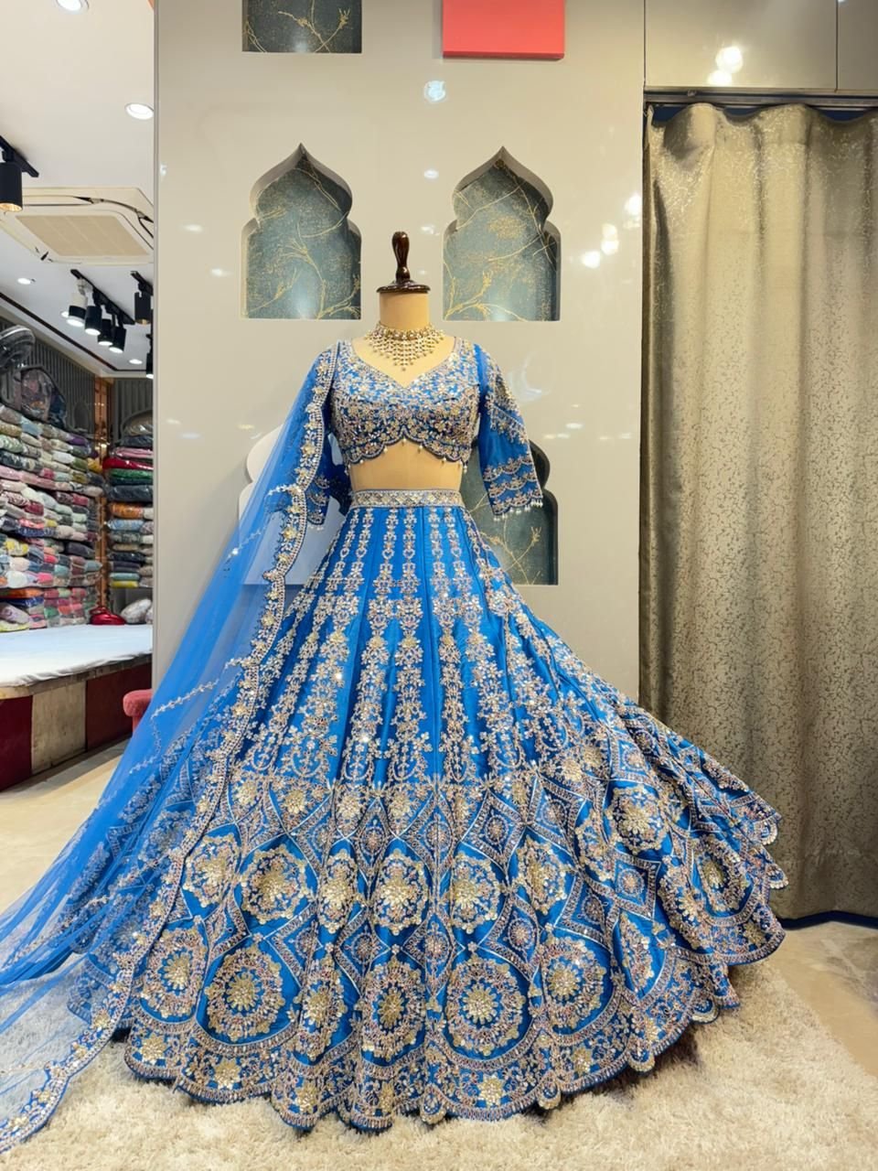 "CELESTIAL BLUE ZARDOZI LEHENGA" image 0