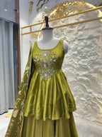 "OLIVE NOOR EMBROIDERED PEPLUM SHARARA" image 2