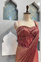 "ROSE GOLD SHIMMER DRAPE SAREE" image 2