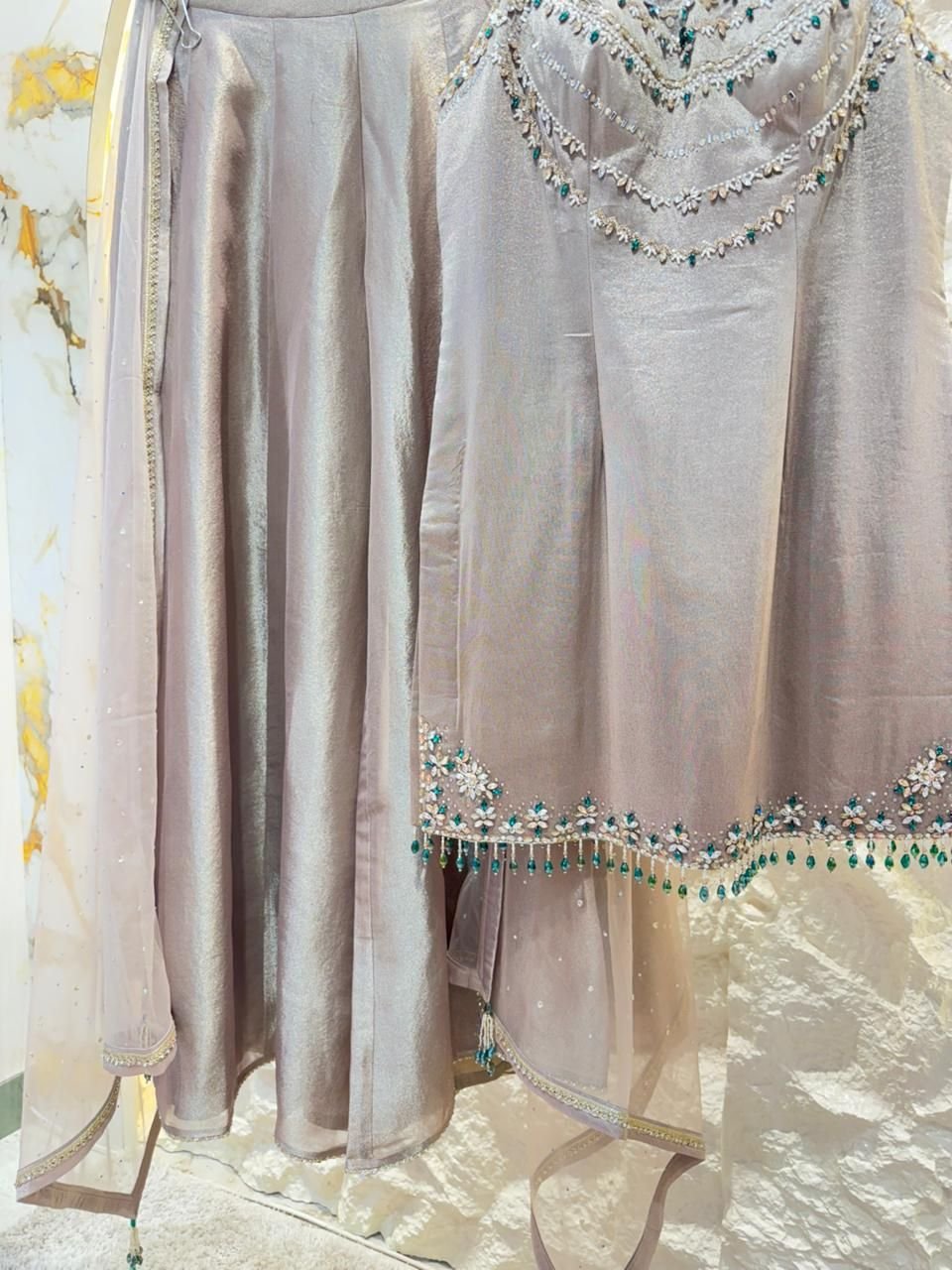 "MOON STONE GLOW EMBELLISHED SHARARA" image 3