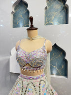 "PASTEL PRISM EMBROIDERED BRIDAL LEHENGA" image 3
