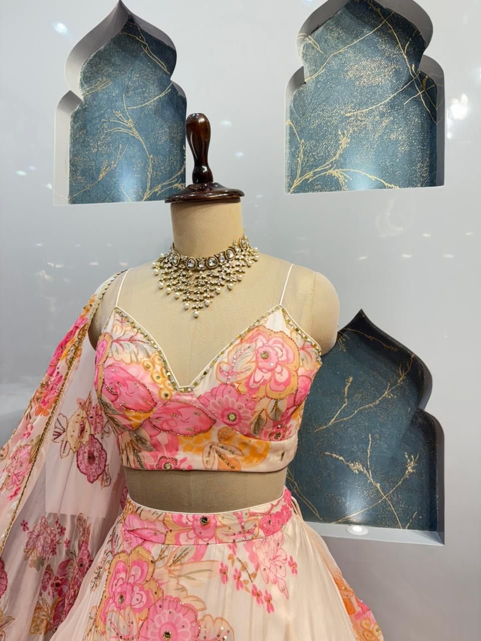 "BLUSH BLOOM FLORAL LEHENGA" image 2