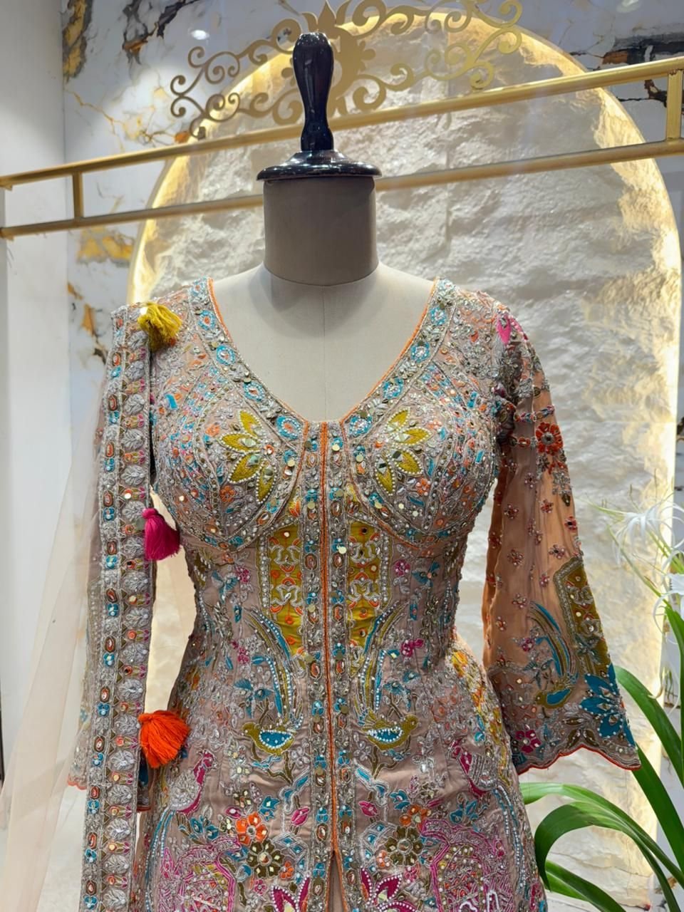 "NOOR-E PASTEL EMBROIDERED SHARARA" image 1