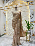"CHAMPAGNE GOLD HAND EMBROIDERED SAREE" image 0