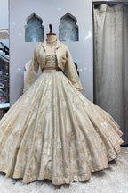 "GOLDEN HEIRLOOM JACKET LEHENGA" image 3