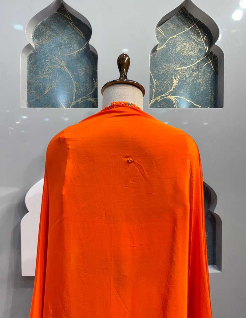 "VIBRANT ORANGE MIRROR-WORK INDO WESTERN SET" image 4