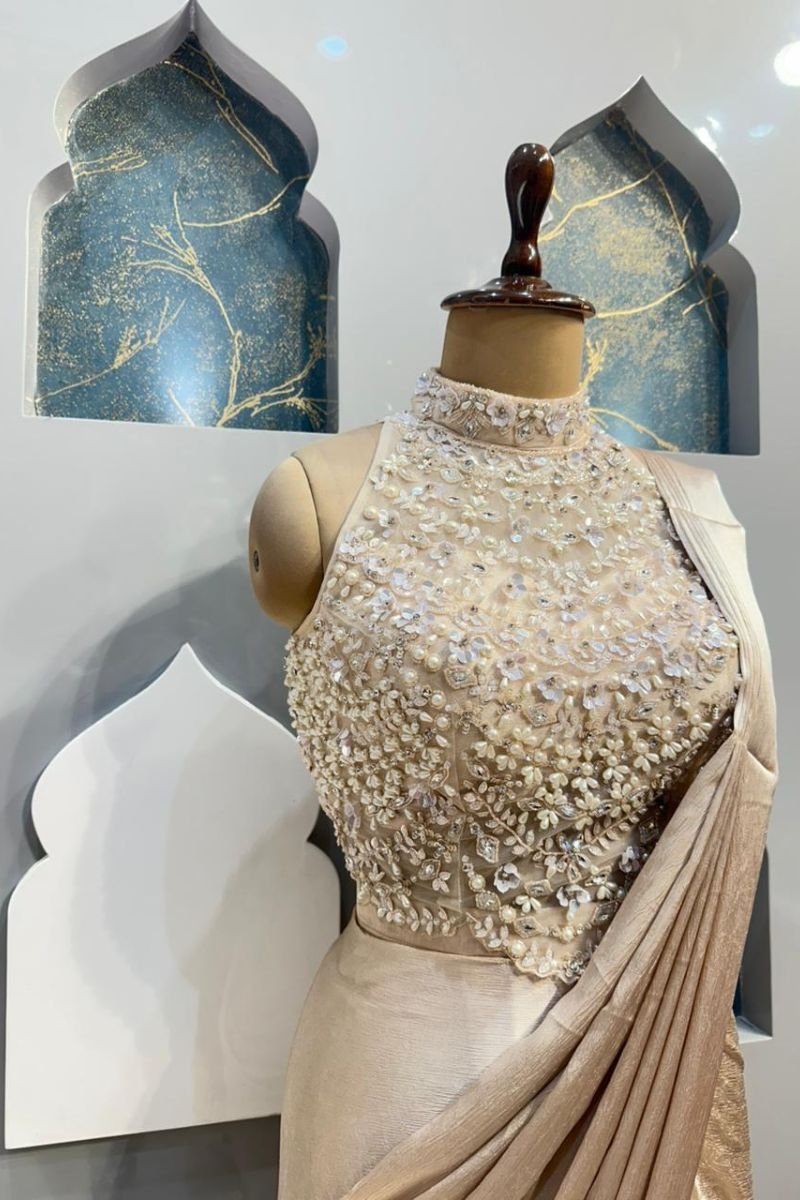 "IVORY PEARL DRAPE SAREE" image 2