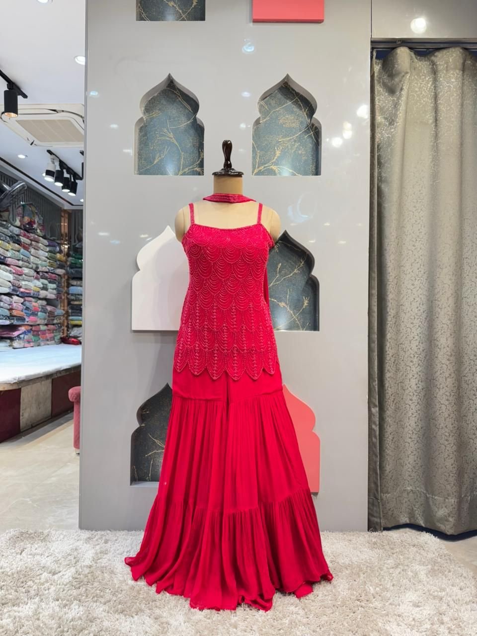 "RADIANT HOT PINK DESIGNER SHARARA" image 0