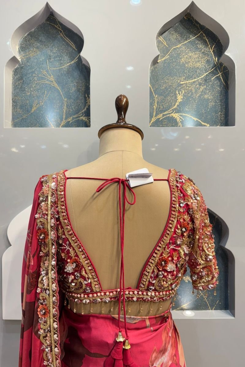 "ROSEWOOD FLORAL EMBELLISHED SAREE" image 5
