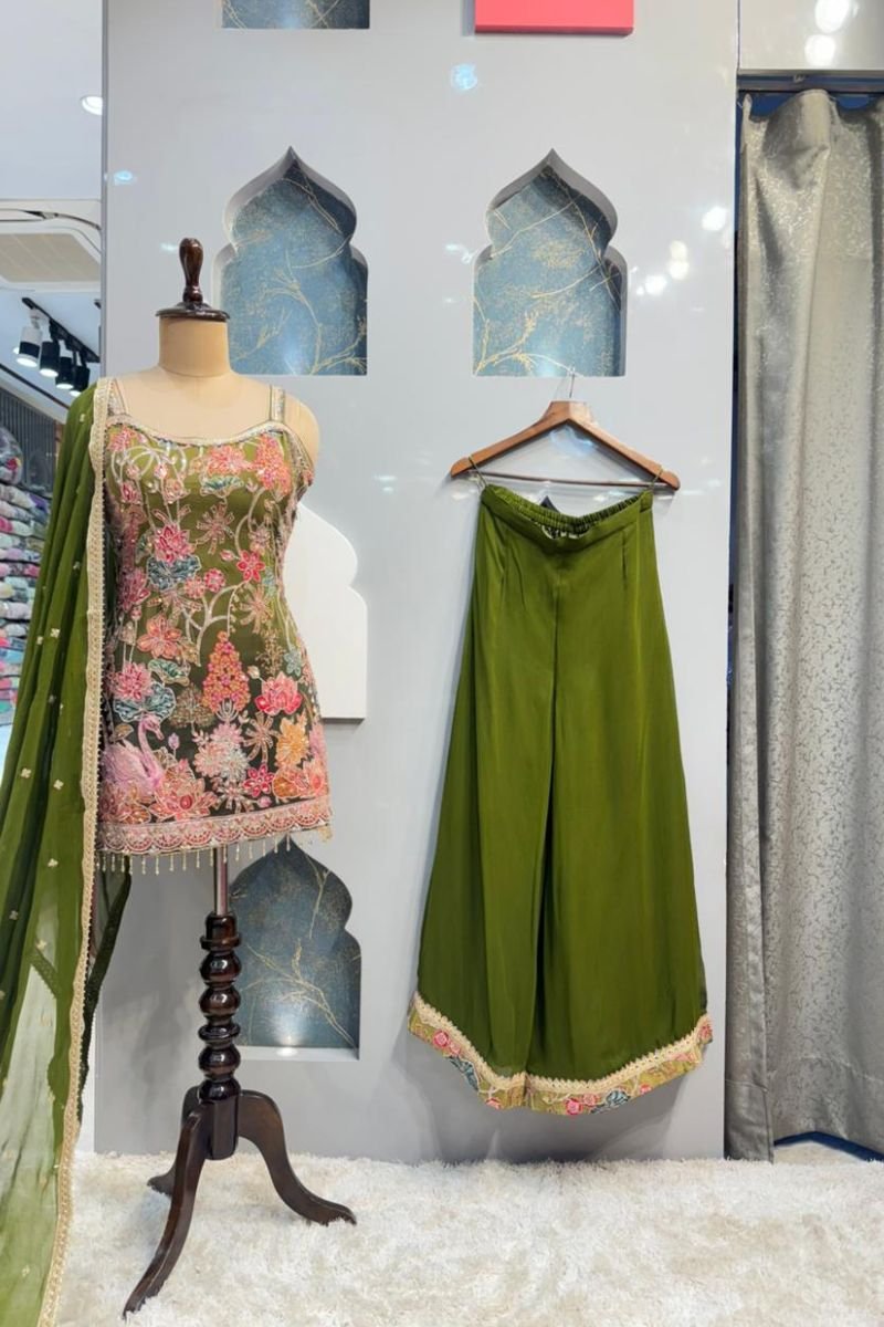 " EMERALD GARDEN EMBROIDERED SHARARA SET " image 0