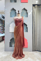"ROSE GOLD SHIMMER DRAPE SAREE" image 0