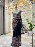 "NOIR GARDEN EMBROIDERED DESIGNER SAREE" image 0