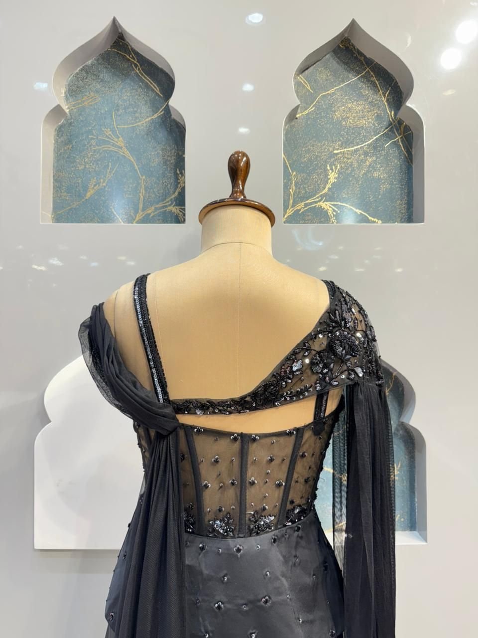 "MIDNIGHT GLAM INDO-WESTERN DRAPPED ENSEMBLE" image 4