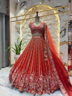 "CRIMSON VEIL COUTURE LEHENGA" image 0