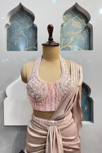"BLUSH CHAMPAGNE DRAPE SAREE image 1