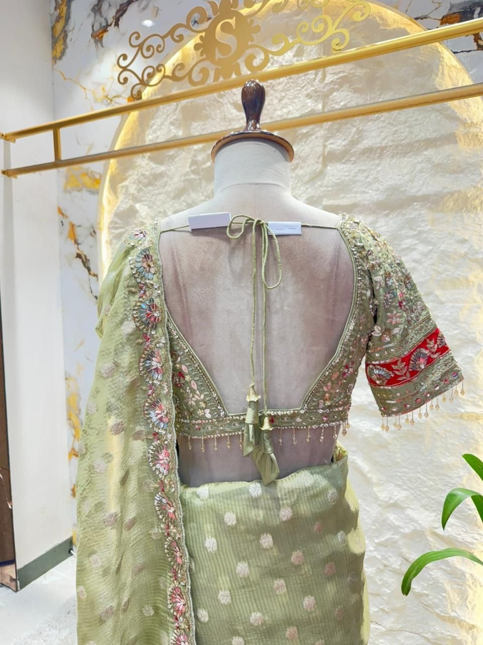"SAGE ROYALE EMBROIDERED SAREE" image 4