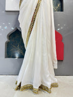 "IVORY GOLD MIRROR DRAPE SAREE" image 3