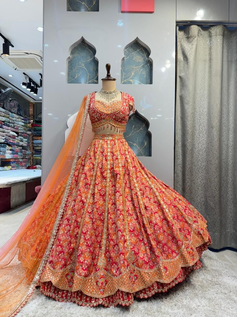 "ROYAL CORAL AND GOLD LEHENGA" image 0