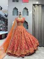 "ROYAL CORAL AND GOLD LEHENGA" image 0