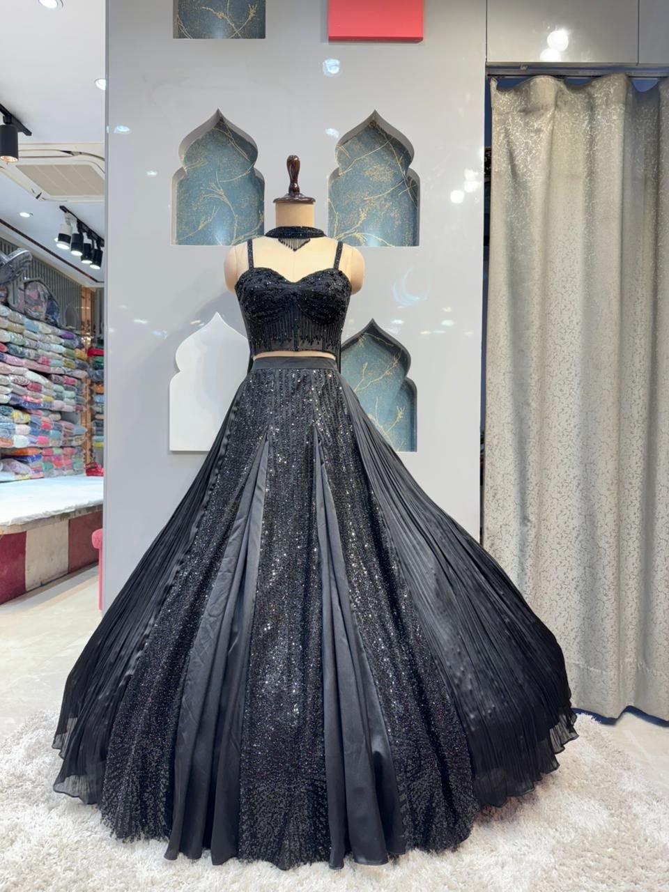 "MIDNIGHT NOIR LEHENGA" image 0