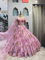 "BLUSH PINK FLORAL EMBROIDERED LEHENGA" image 0