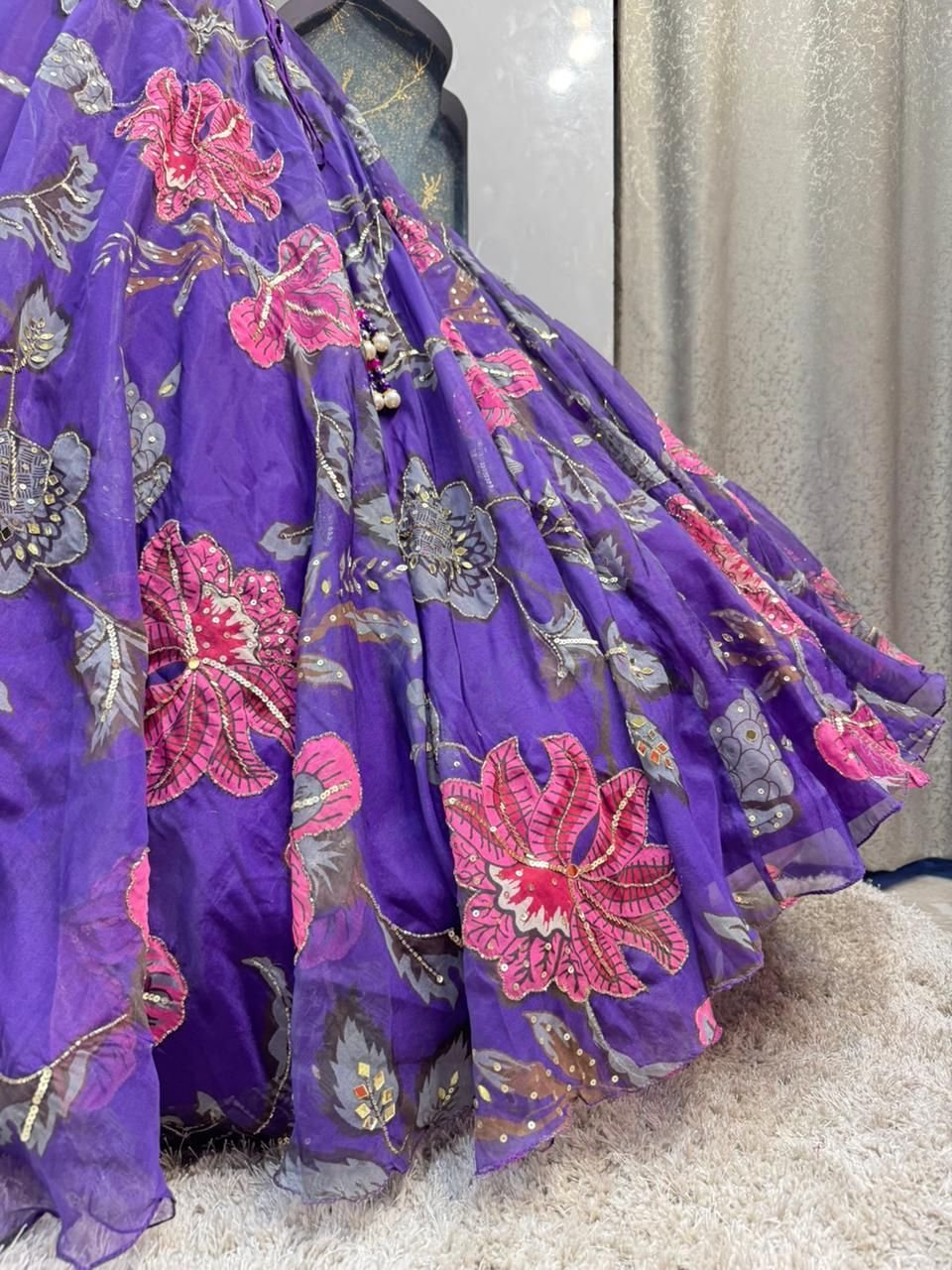 "ROYAL VIOLET BLOOM LEHENGA" image 3