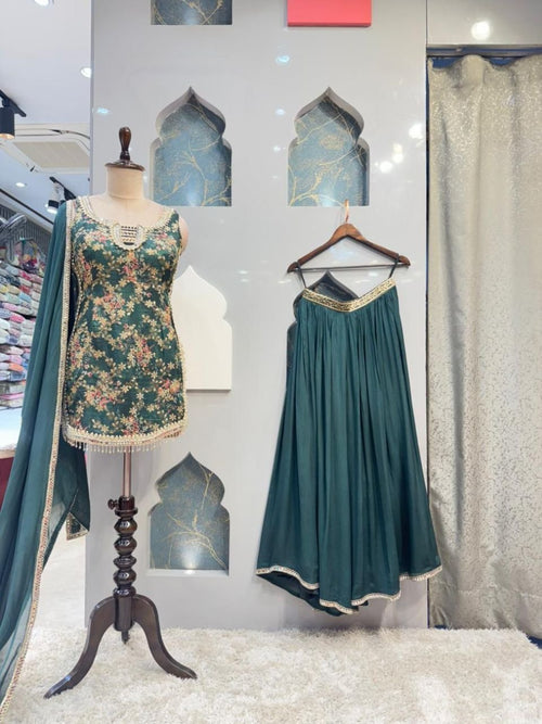 "EMERALD BLOOM EMBROIDERED SHARARA" image 0