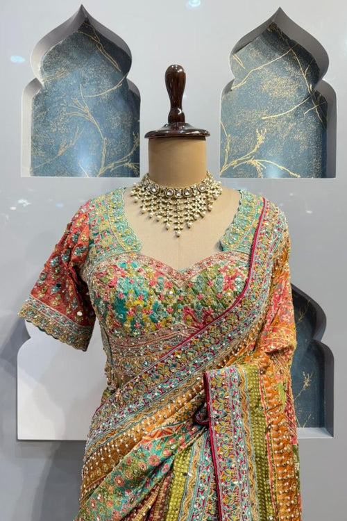 "RANG MAHAL MULTICOLOUR EMBROIDERED SAREE" image 1