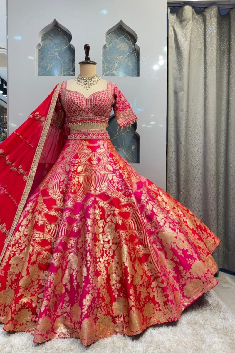 "CRIMSON ZAREEN COUTURE LEHENGA" image 4