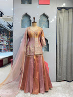 "ROSE GOLD REGAL INDO-WESTERN SHARARA" image 0