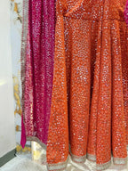 "RANI PINK & SUNSET ORANGE INDO-WESTERN SHARARA" image 2