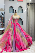 "RANGREZ PINK OMBRE LEHENGA" image 0