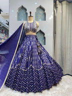 "ROYAL BLUE EMBROIDERED LEHENGA" image 4