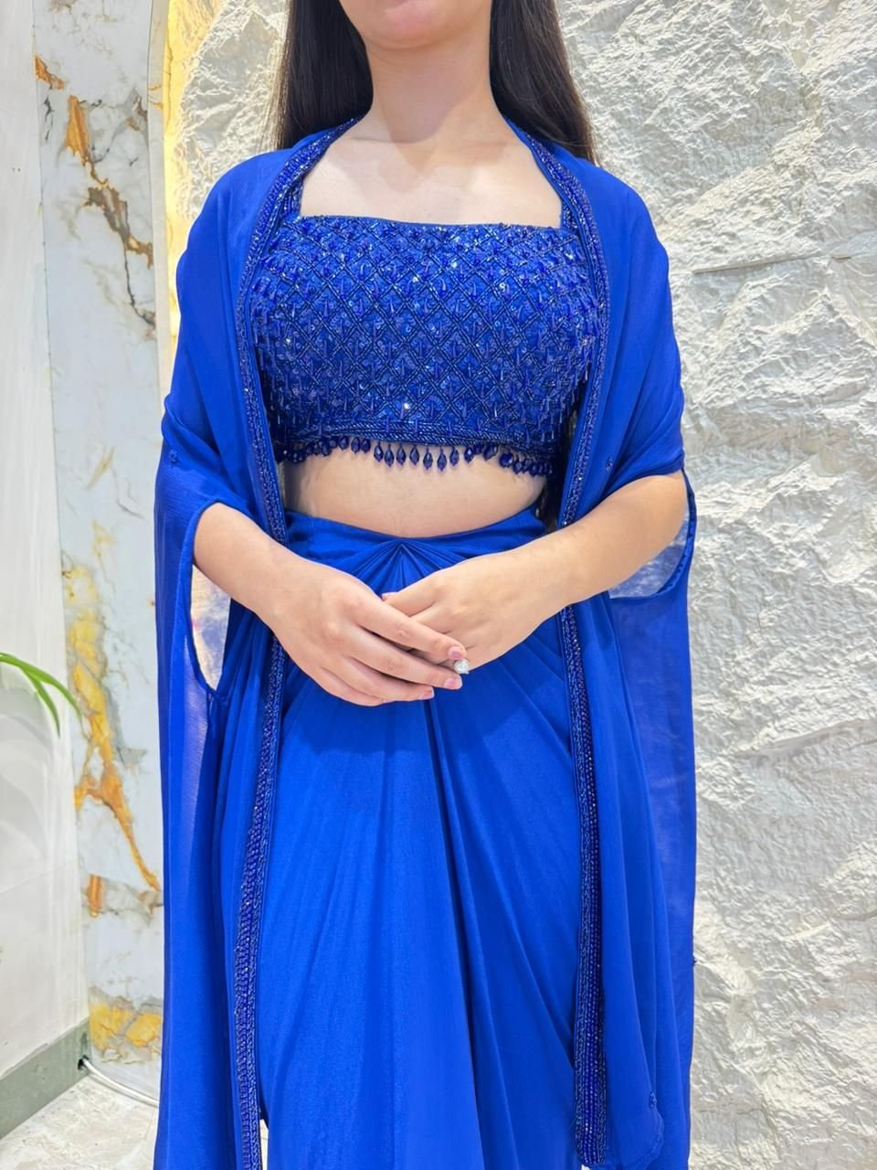 "ROYAL SAPPHIRE DRAPPED INDO-WESTERN" image 2
