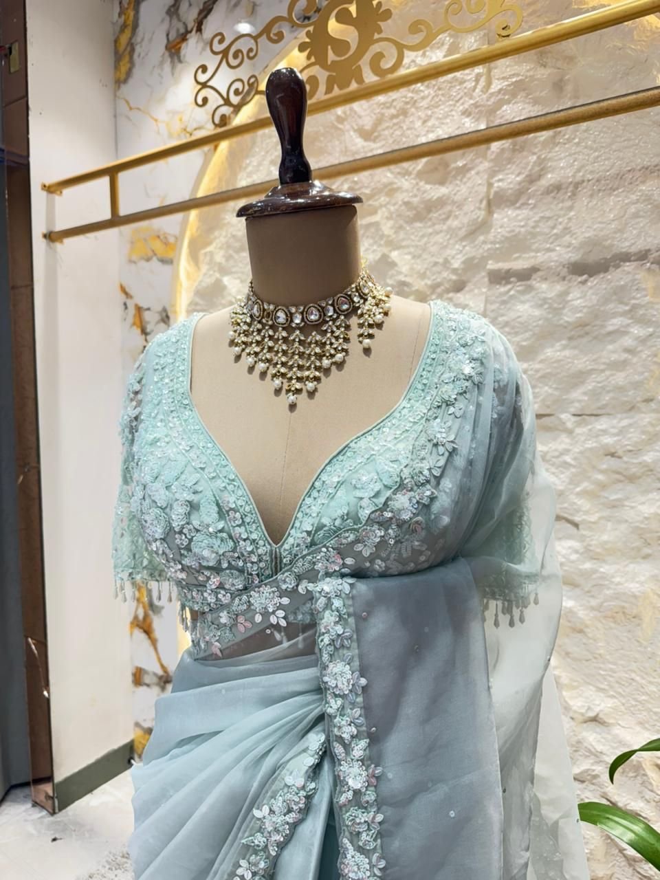 "CELESTIAL AQUA DESIGNER SAREE" image 2