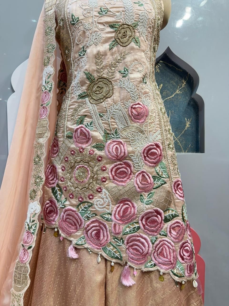 "ROSE BLUSH EMBROIDERED SHARARA" image 4
