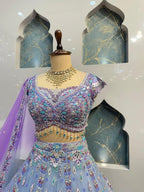 "PASTEL DREAM PEACOCK EMBROIDERED LEHENGA" image 2