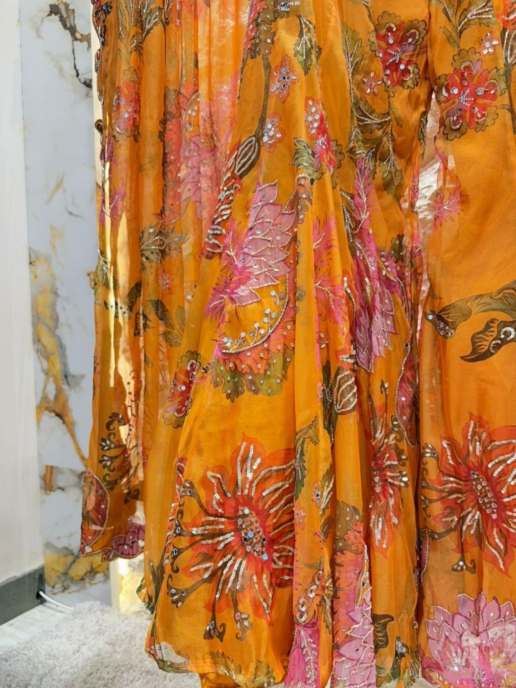 " MARIGOLD BLOOM PRINTED SHARARA SET SUIT" image 3