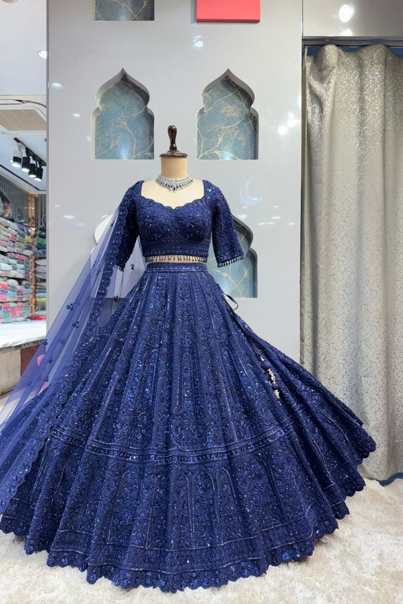 "MIDNIGHT ROYALTY EMBROIDERED LEHENGA" image 0