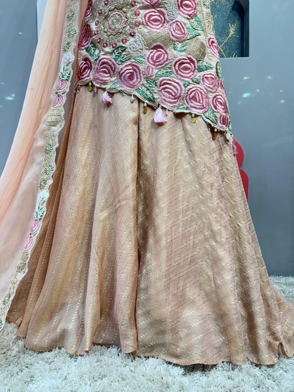 "ROSE BLUSH EMBROIDERED SHARARA" image 3