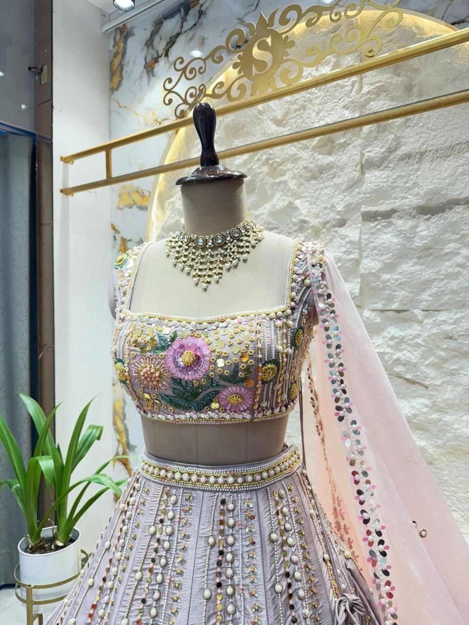 "BLUSH BLOSSOM EMBROIDERED LEHENGA" image 2